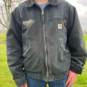 1960s Carhartt Detroit Jacket Faded Forest Green with blanket liner